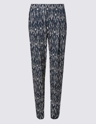 Tapered Leg Printed Trousers